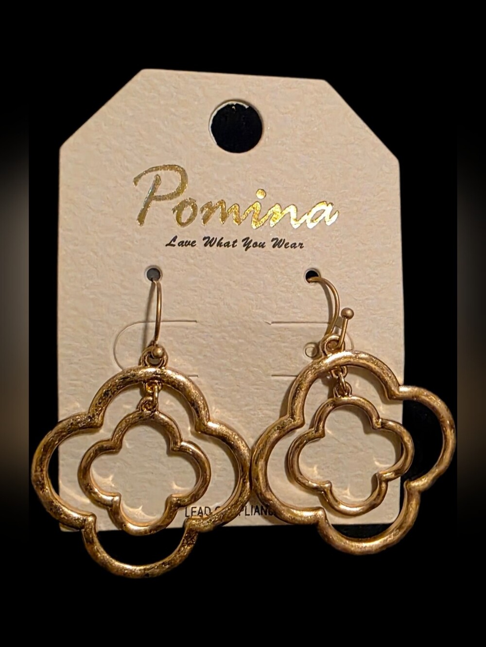 Goldtone Clover Drop Earrings